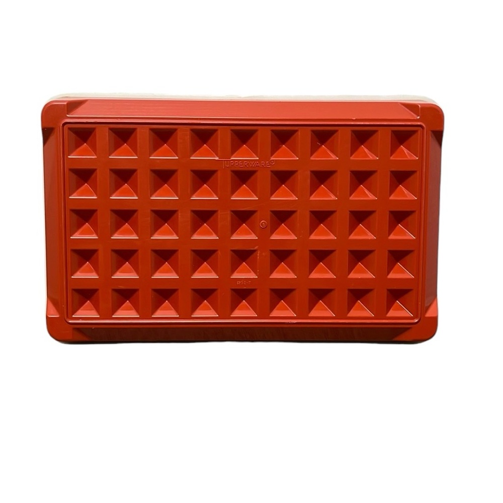 Tupperware Cold Cuts Deli Meat Hot Dog Bacon Keeper Container Orange Red